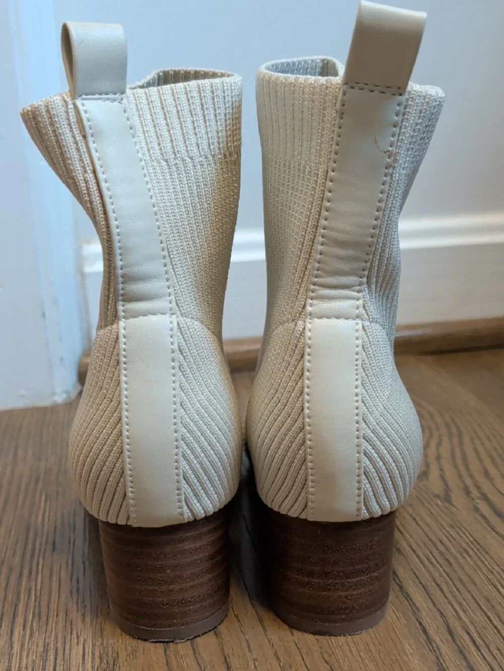 Joie Cream Knit Sock Ankle Boots